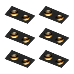Set mit 6 quadratischen Einbaustrahlern schwarz verstellbar 2-flammig - Chuck