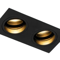 Set mit 6 quadratischen Einbaustrahlern schwarz verstellbar 2-flammig - Chuck