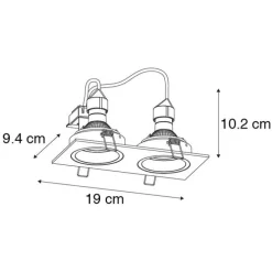 Set mit 6 quadratischen Einbaustrahlern schwarz verstellbar 2-flammig - Chuck