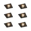 Set mit 6 quadratischen Einbaustrahlern schwarz verstellbar - Artemis