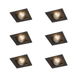 Set mit 6 quadratischen Einbaustrahlern schwarz verstellbar - Artemis