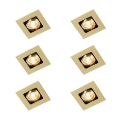 Set mit 6 quadratischen Einbaustrahlern Messing verstellbar - Artemis