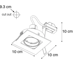Set mit 6 quadratischen Einbaustrahlern Messing verstellbar - Artemis