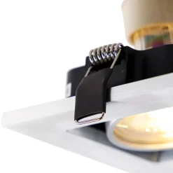 Set mit 6 Rechteckiger Einbauspot aus 2-flammigem Aluminium - Qure