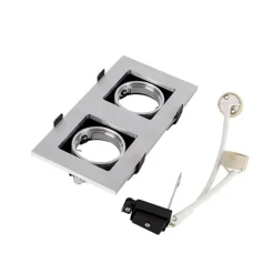 Set mit 6 Rechteckiger Einbauspot aus 2-flammigem Aluminium - Qure