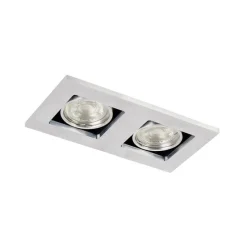 Set mit 6 Rechteckiger Einbauspot aus 2-flammigem Aluminium - Qure