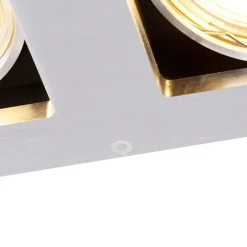 Set mit 6 Rechteckiger Einbauspot aus 2-flammigem Aluminium - Qure