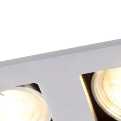 Set mit 6 Rechteckiger Einbauspot aus 2-flammigem Aluminium - Qure