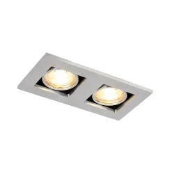 Set mit 6 Rechteckiger Einbauspot aus 2-flammigem Aluminium - Qure
