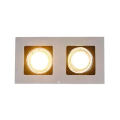 Set mit 6 Rechteckiger Einbauspot aus 2-flammigem Aluminium - Qure