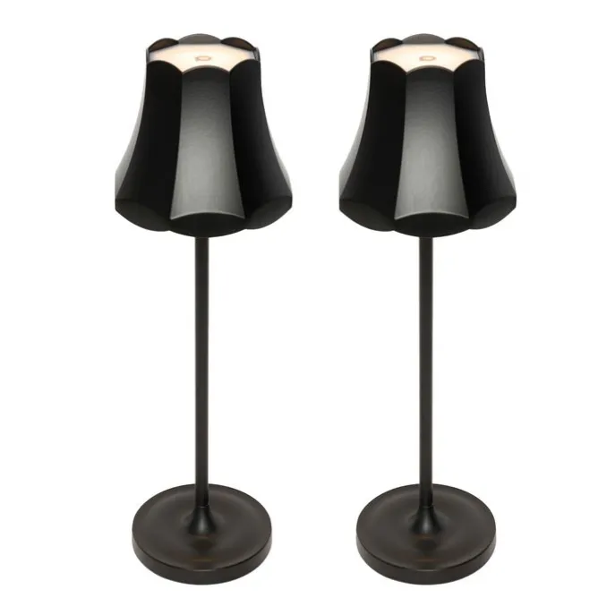 Set mit 2 Retro-Tischleuchten Schwarz wiederaufladbar IP44 - Granny