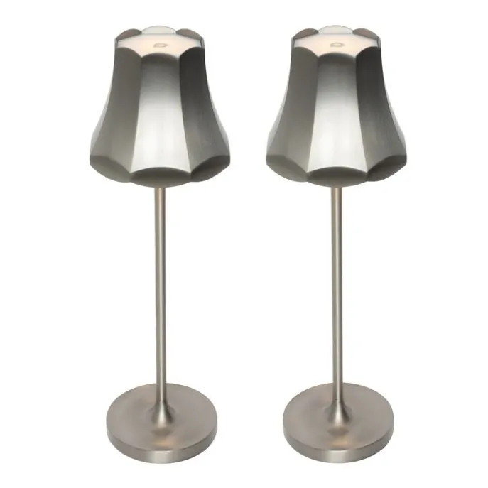 Set mit 2 Retro-Tischleuchten Gunmetal wiederaufladbar IP44 - Granny