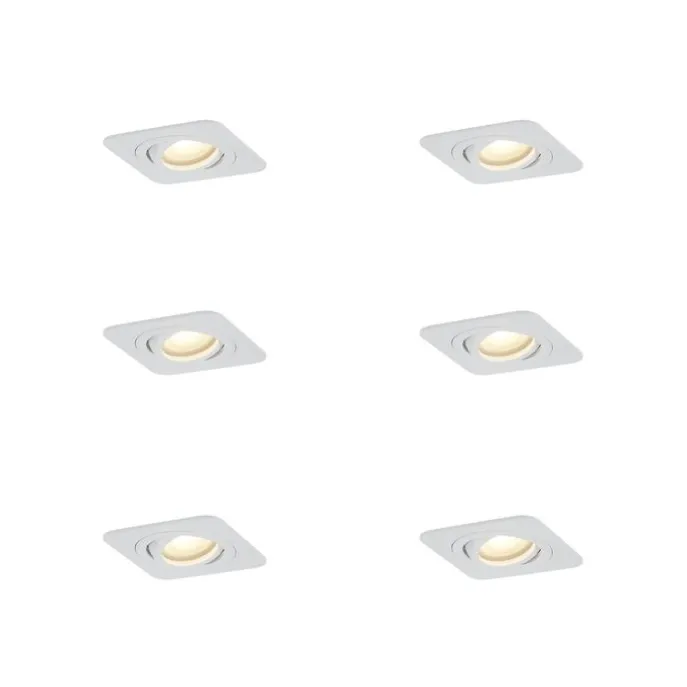 Set mit 6 runden Einbaustrahlern Weiß GU10 50mm dreh- und schwenkbar IP44 - Alberto