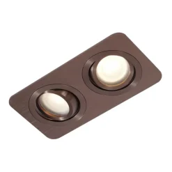 Set mit 6 runden Einbaustrahlern Dunkelbronze GU10 50mm schwenkbar und neigbar IP44 2-flammig - Alberto