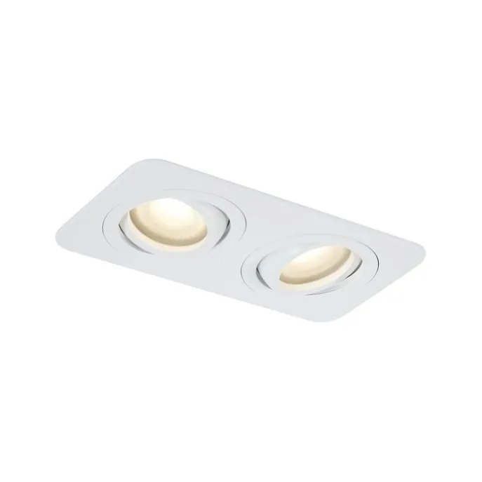 Set mit 6 runden Einbaustrahlern weiß GU10 50mm dreh- und schwenkbar IP44 2-flammig - Alberto