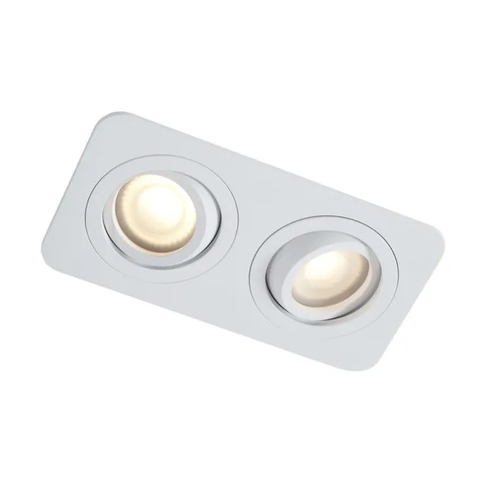 Set mit 6 runden Einbaustrahlern weiß GU10 50mm dreh- und schwenkbar IP44 2-flammig - Alberto