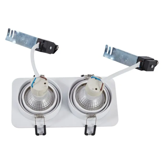 Set mit 6 runden Einbaustrahlern weiß GU10 50mm dreh- und schwenkbar IP44 2-flammig - Alberto