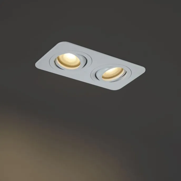 Set mit 6 runden Einbaustrahlern weiß GU10 50mm dreh- und schwenkbar IP44 2-flammig - Alberto