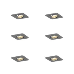 Set mit 6 runden Einbaustrahlern Gunmetal GU10 50mm Verstellbar IP44 - Alberto