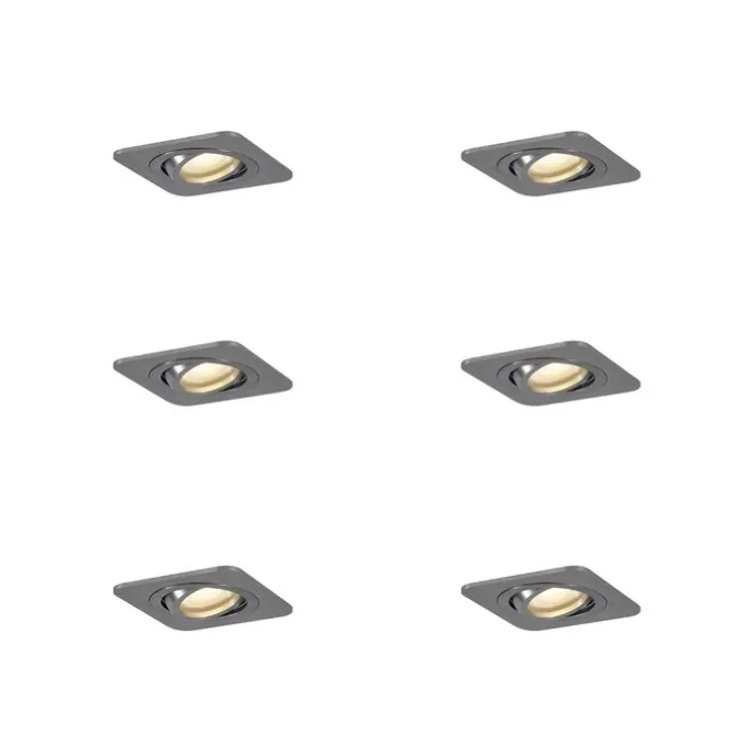 Set mit 6 runden Einbaustrahlern Gunmetal GU10 50mm Verstellbar IP44 - Alberto
