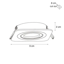 Set mit 6 runden Einbaustrahlern Gunmetal GU10 50mm Verstellbar IP44 - Alberto