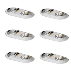Set mit 6 runden Einbaustrahlern Weiß GU10 70mm 2-Licht - Hubs