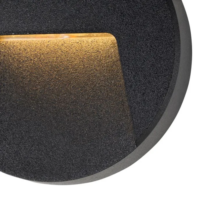 Set mit 6 runden schwarzen Außenwandleuchten inkl. LED IP65 - Gem