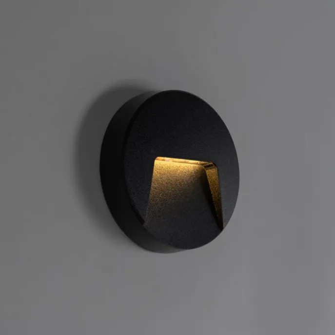 Set mit 6 runden schwarzen Außenwandleuchten inkl. LED IP65 - Gem