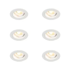 Set mit 6 runden, verstellbaren Einbauspots in Weiß - Chuck