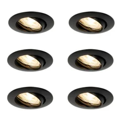 Set mit 6 schwarzen Einbauleuchten GU10 35 mm - Edu