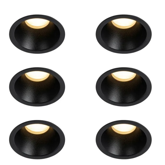 Set mit 6 schwarzen Einbauleuchten GU10 35 mm IP44 - Dept