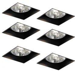 Set mit 6 schwarzen Einbauleuchten GU10 70 mm randlos - Oneon