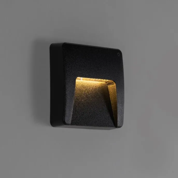 Set mit 2 schwarzen quadratischen Außenwandleuchten inkl. LED IP65 - Gem