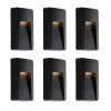 Set mit 6 schwarzen rechteckigen Außenwandleuchten inkl. LED IP65 - Gem