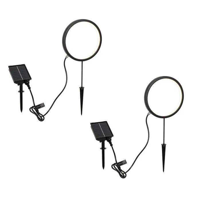 Set mit 2 schwarzen Wegeleuchten 50cm inkl. wiederaufladbare LED und Solar IP65 - Adalind