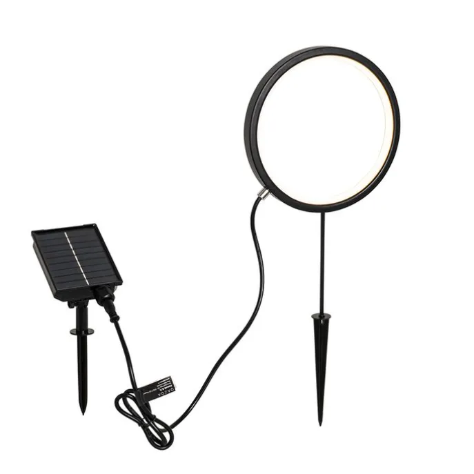 Set mit 2 schwarzen Wegeleuchten 50cm inkl. wiederaufladbare LED und Solar IP65 - Adalind