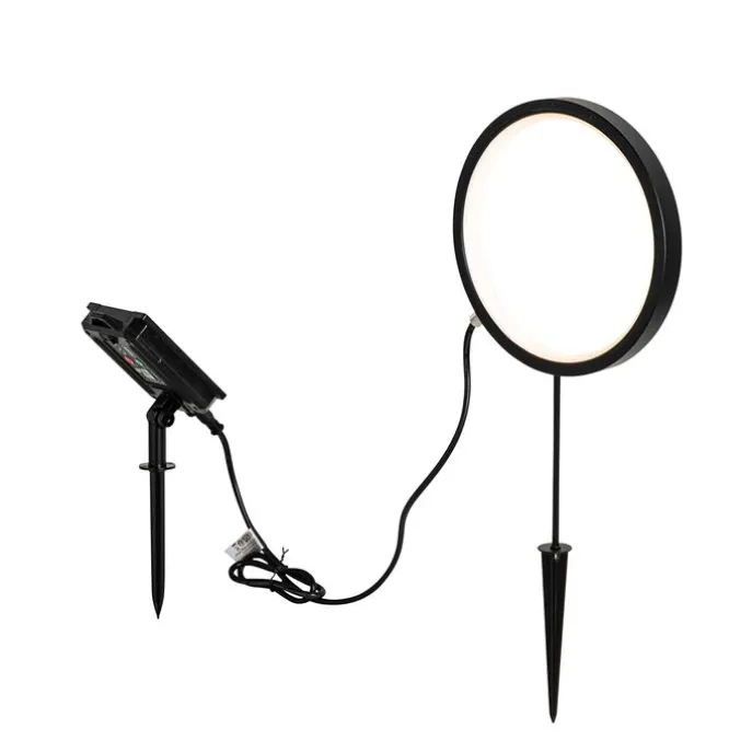 Set mit 2 schwarzen Wegeleuchten 50cm inkl. wiederaufladbare LED und Solar IP65 - Adalind