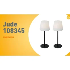 Set mit 2 schwarzen wiederaufladbaren Tischleuchten 40 cm IP54 - Jude