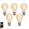 Set mit 5 Smart Dimmbare LED-Glühbirnen E27 A60 Bernstein 4,9W 320lm 2500K