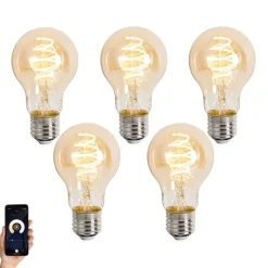 Set mit 5 Smart Dimmbare LED-Glühbirnen E27 A60 Bernstein 4,9W 320lm 2500K