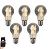 Set mit 5 Smart Dimmbare LED-Glühbirnen E27 A60 Rauchglas 4,9 W 150 lm 1800 K
