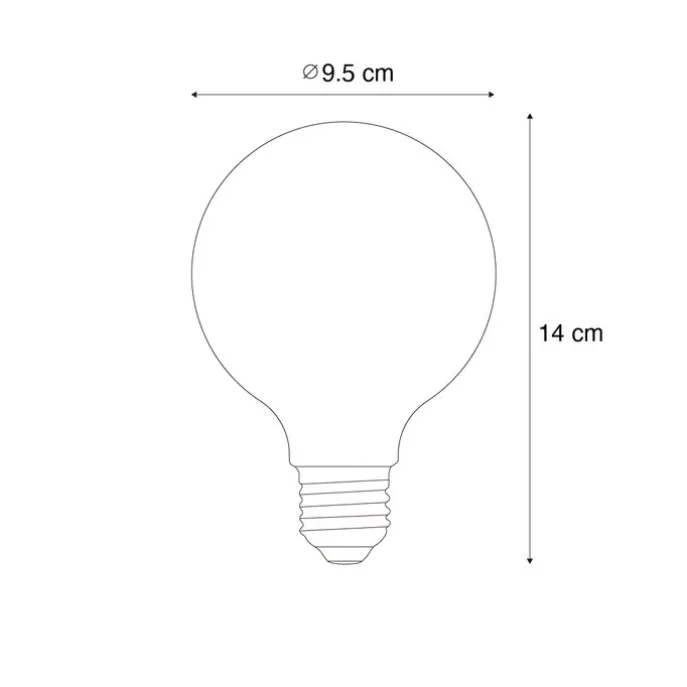 Set mit 5 Smart Dimmbare LED-Glühbirnen E27 G95 Rauchglas 4,9 W 150 lm 1800 K