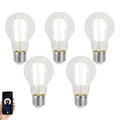 Set mit 5 Smart E27 Dimmbare LED-Glühbirnen A60 Klar 7W 806lm 2700-6500K