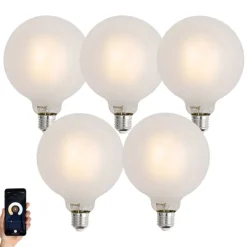 Set mit 5 Smart E27 Dimmbare LED-Glühbirnen G125 Matt 7W 806lm 2700-6500K