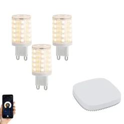 Set mit 3 smarten, dimmbaren G9-LED-Lampen 2,5 W 250 lm 2700K-6500K inkl. Zigbee Smart Hub