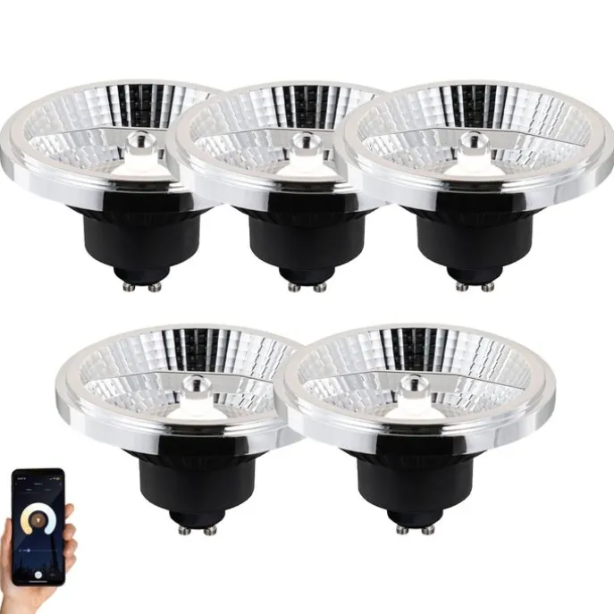 Set mit 5 smarten GU10 dimmbaren LED-Lampen AR111 10W 800 lm 2200 - 6500K