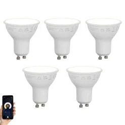 Set mit 5 smarten GU10 50mm dimmbaren LED-Lampen Opal 7W 630 lm 4000K