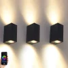 Set mit 3 smarten Wandleuchten schwarz 2-flammig IP44 - Baleno