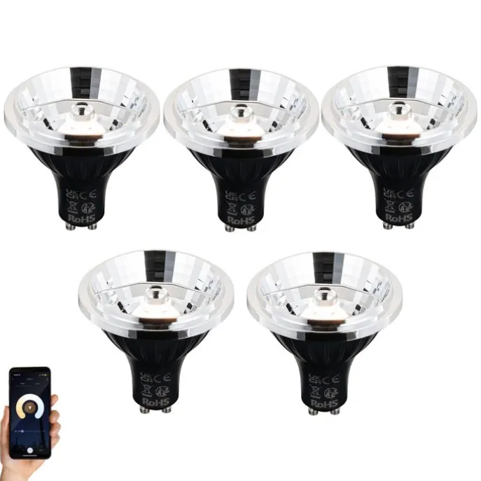 Set mit 5 Smartes GU10 dimmbares LED-Leuchtmittel AR70 6W 500lm 2200-6500K