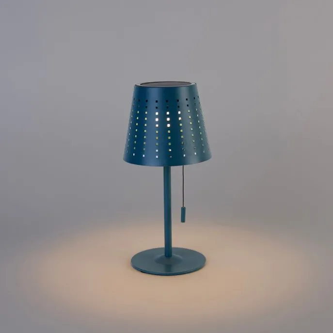 Set mit 2 Tischlampen Blau inkl. LED 3-stufig dimmbar wiederaufladbar und solarbetrieben - Ferre